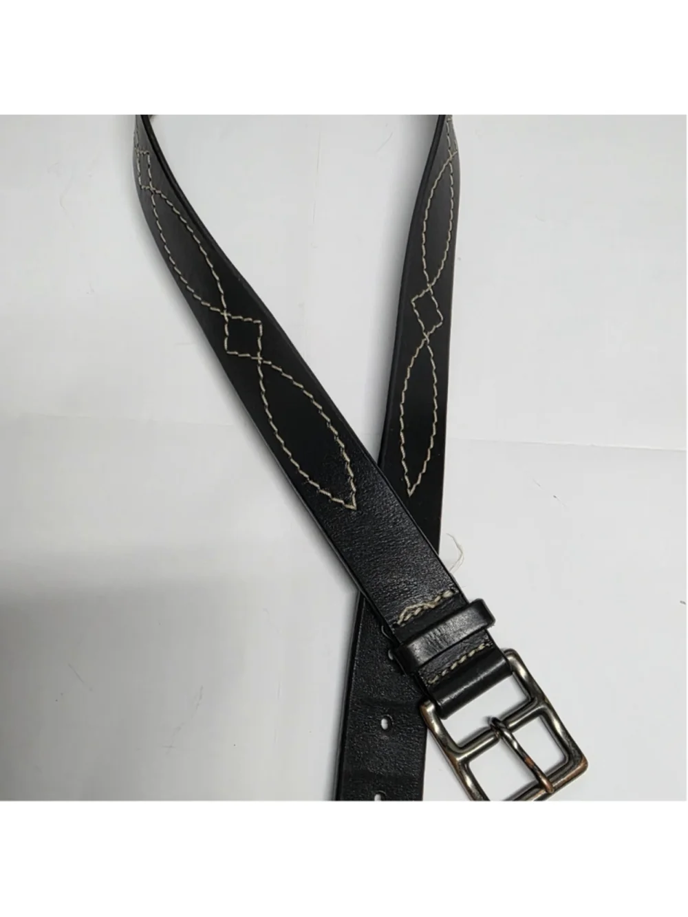 Western Leather Belt Women's Size 38 Dark Brown Solid Brass Buckle